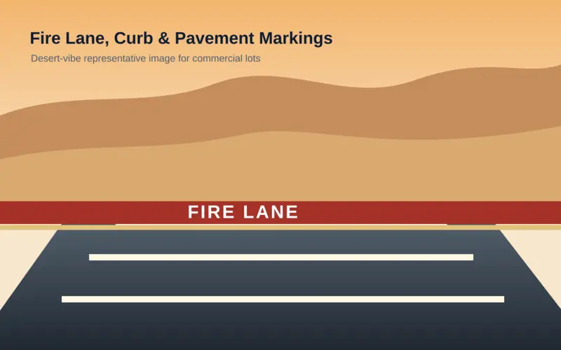Representative fire lane curb marking for commercial property